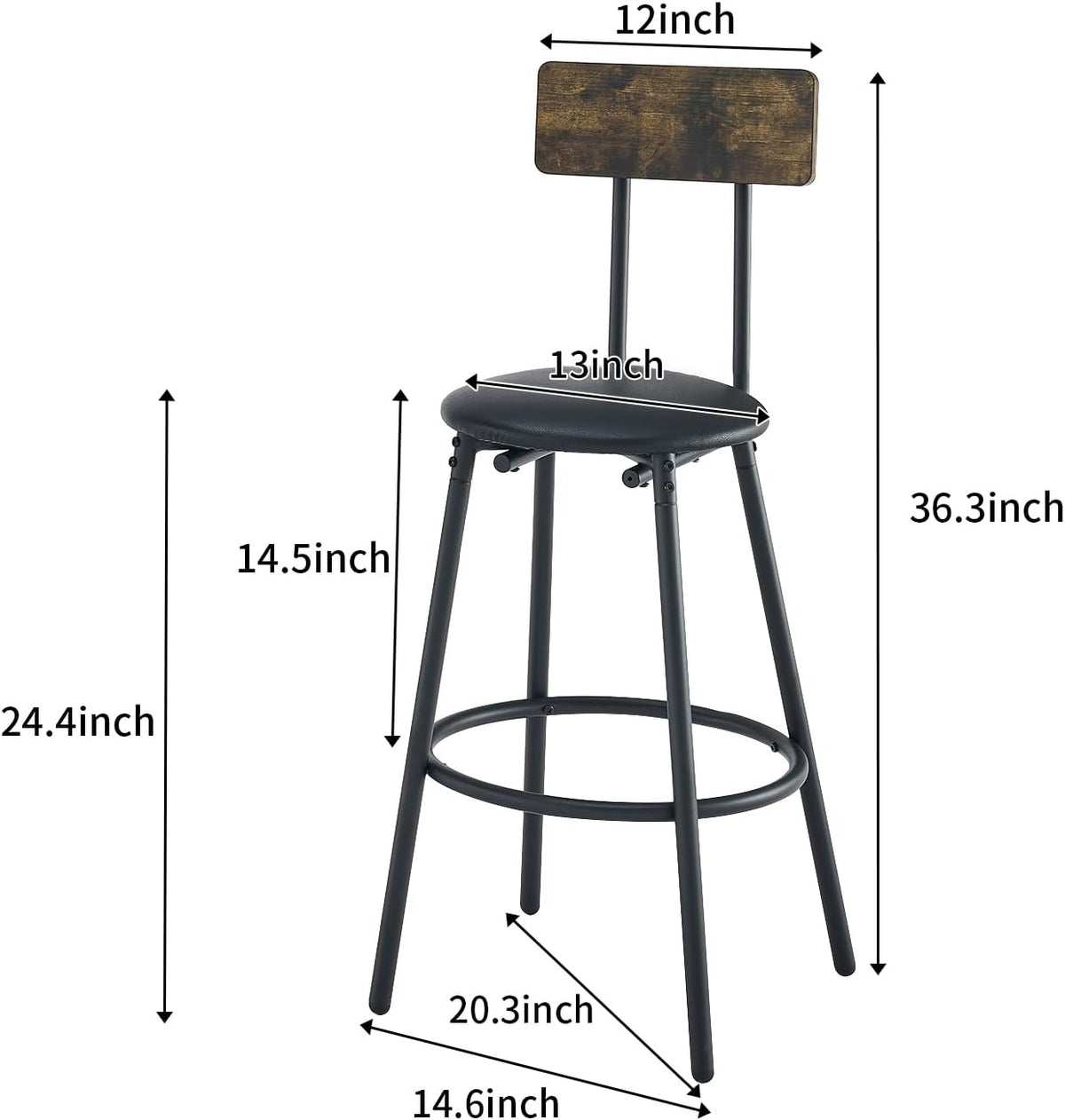Antique Brown 3-Piece Round Bar Table with 2 Barstools X46193