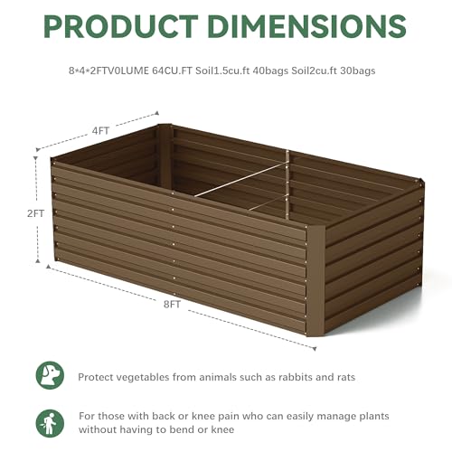 2pcs 8x4x2ft Galvanized Raised Garden Bed G77949