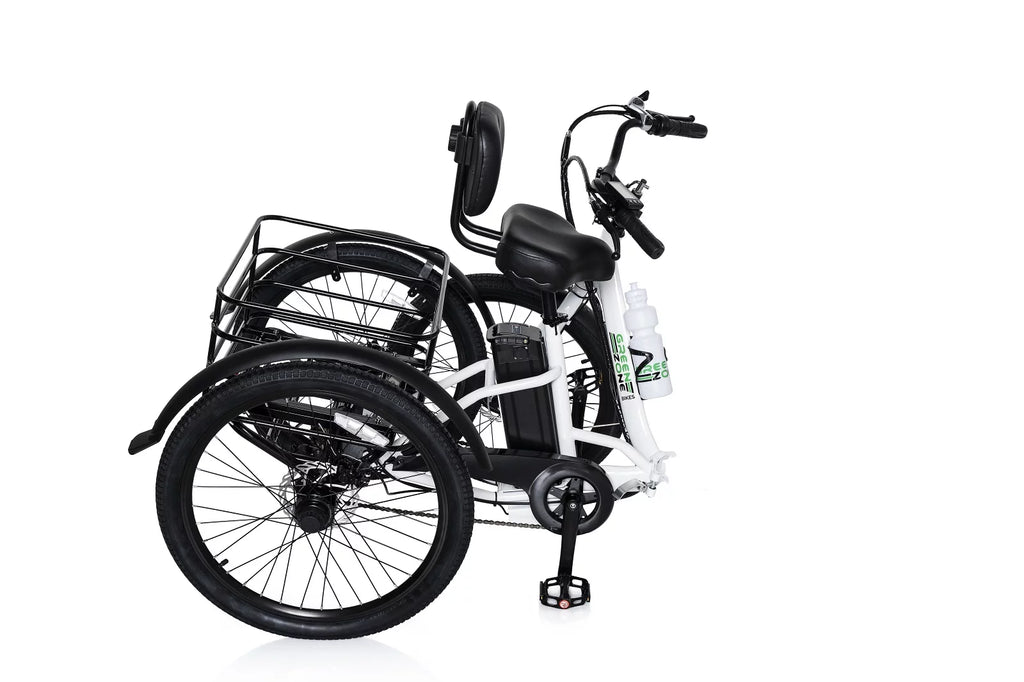 24" Electric Folding Tricycle, 7-Speed, 3 Wheels, 350W Motor, Black & White O926