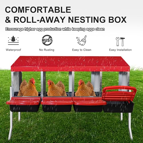 4 Compartment Heavy Duty Chicken Nesting Boxes with Perch O8754