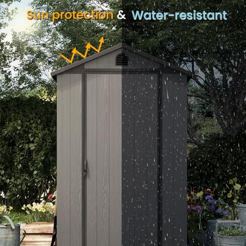 Gray 4' x 6' Outdoor Plastic Storage Shed with Floor J6861