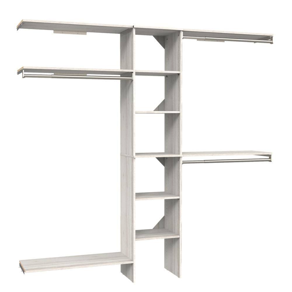 Bleached Walnut Narrow Wood Closet System Kit Y312497