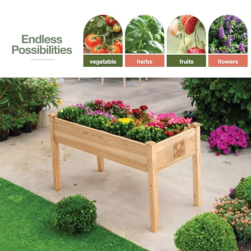 Natural Cedar Wood Elevated Raised Garden Bed 48x24x30 C864