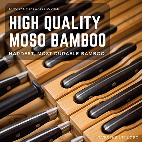 Bamboo Knife Block Holds 12 Knives with Slot for Knife Sharpener E720