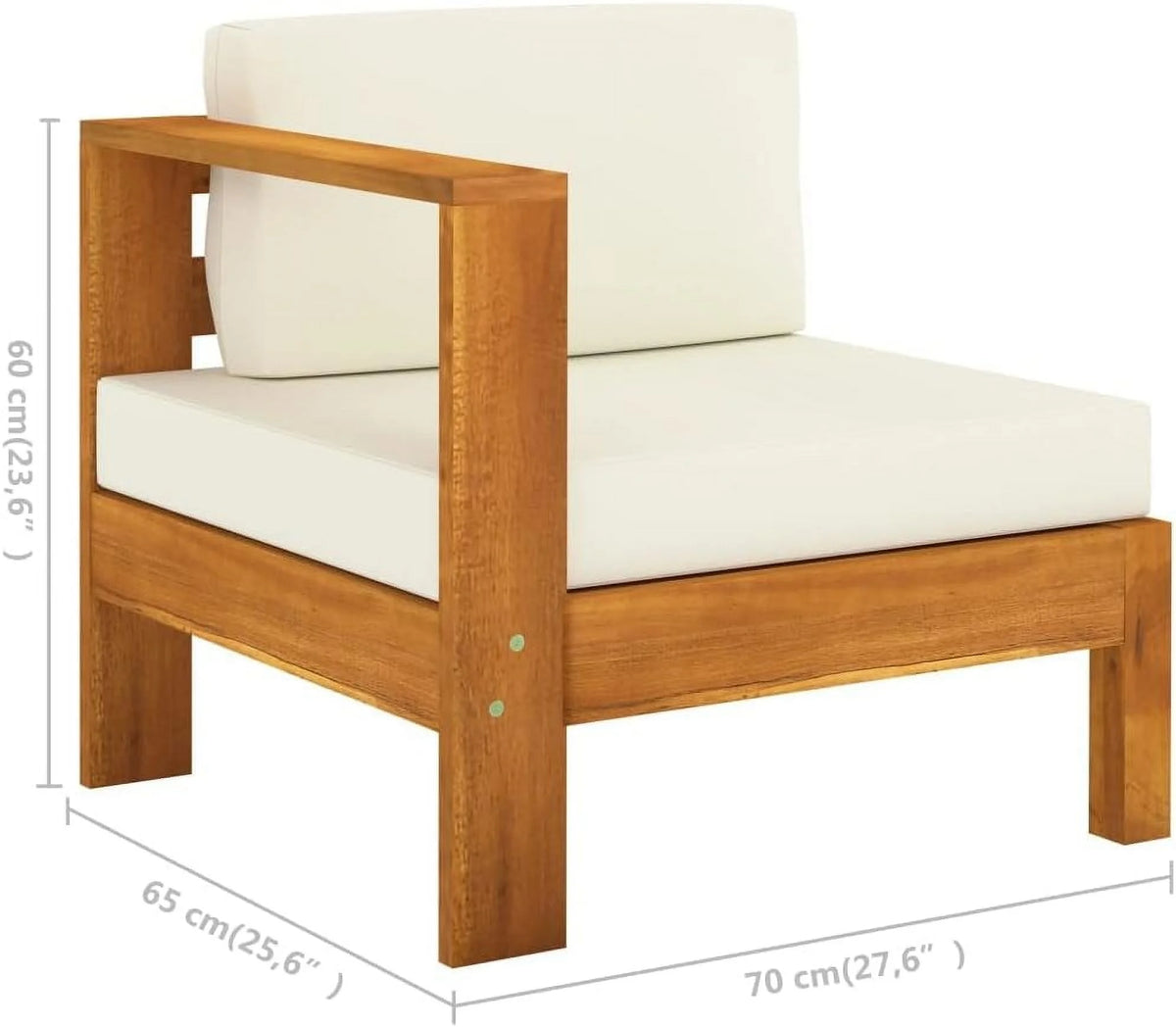 6 Piece Patio Lounge Set with Cream White Cushions Acacia Wood Outdoor Tables W99851