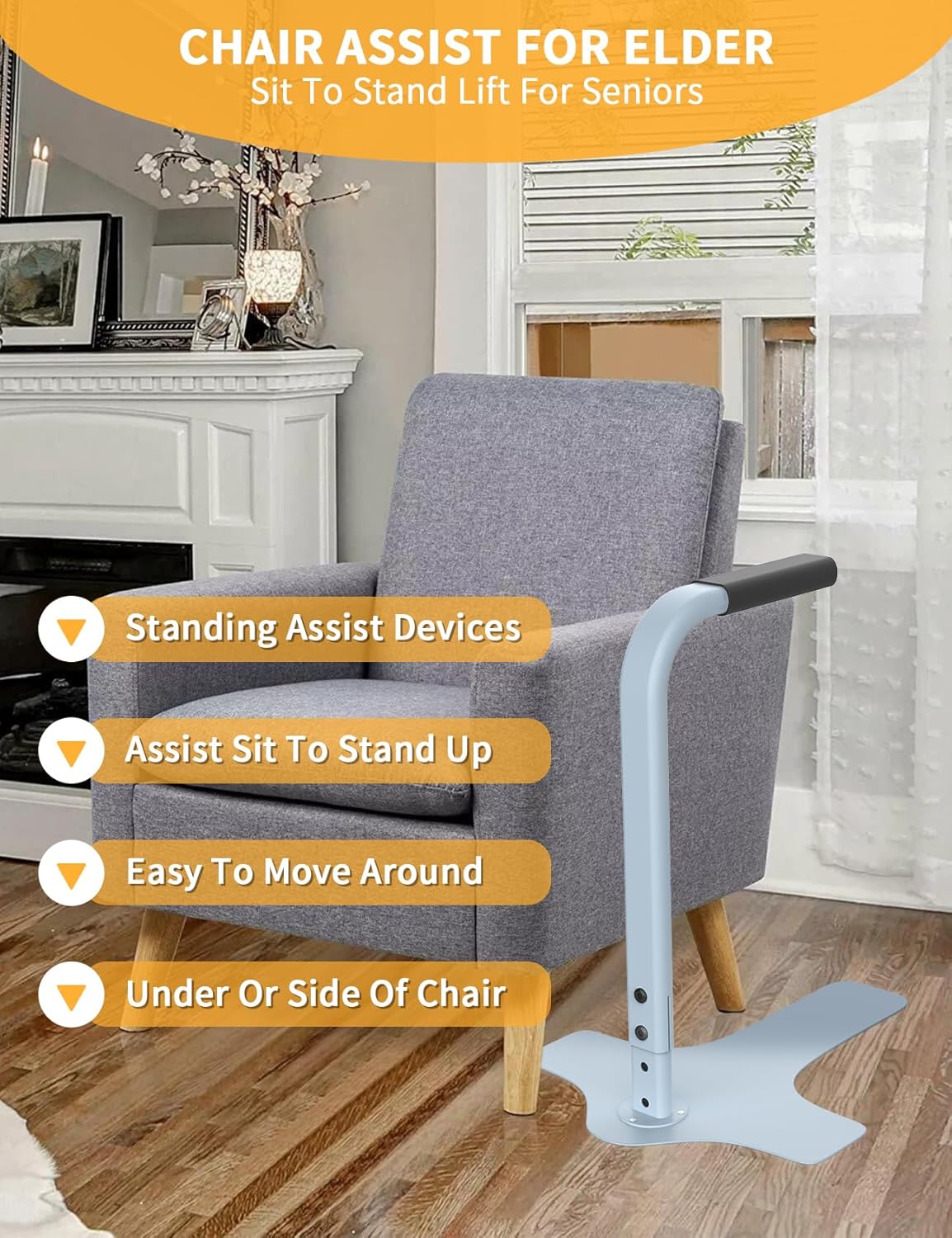 Chair Couch Lift Assist, Four Heights Adjustable, Light Grey, Max 300LBs Capacity U87655