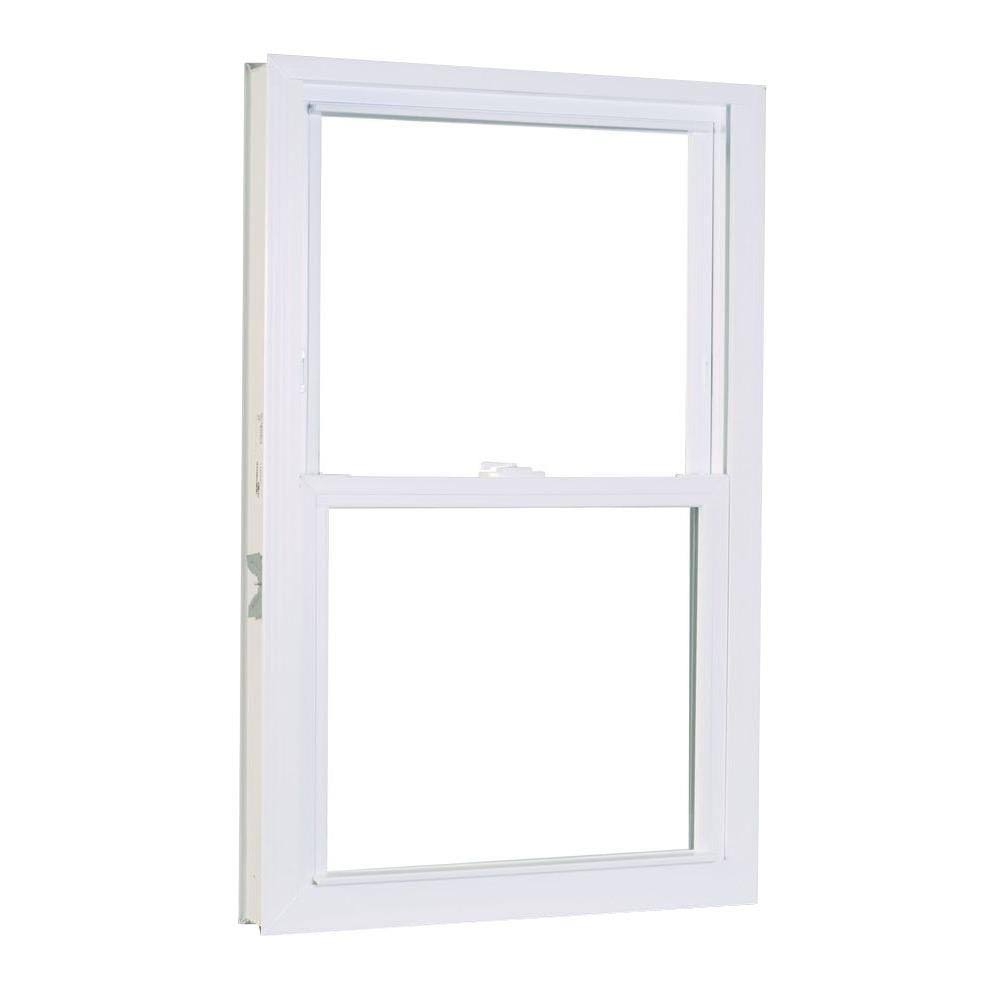 23.75 in. x 35.25 in. Double Hung Obscure Vinyl Window White H156