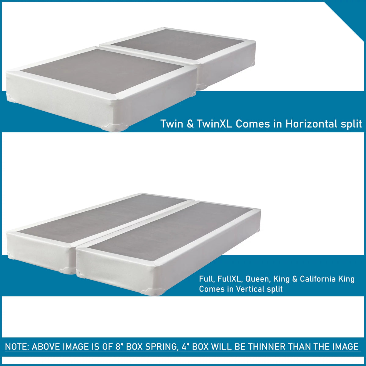 8” Split Fully Assembled Box Spring for Mattress, Queen K779