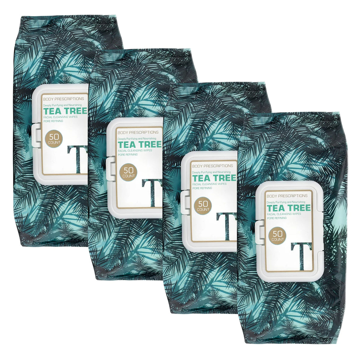 4 Pack (200 Count) Eye Makeup Remover Wipes with Tea Tree H284116