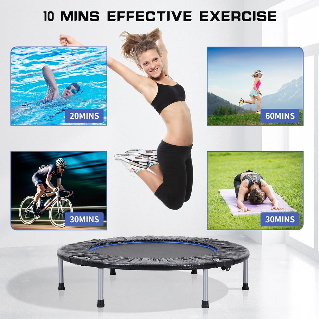 40" Foldable Mini Trampoline Rebounder without Handle Max Load 330lbs B2999