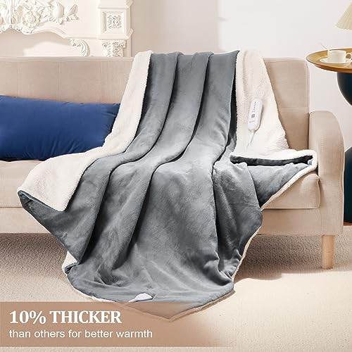 Blue Soft Flannel Electric Throw Blanket 50" x 60" with 5 Heating Levels & 4 Hours Auto Off M13705