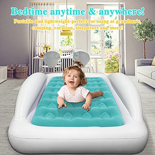Inflatable Kids Travel Bed Toddler Air Mattress Set with Security Bed Rails and Electric Pump G55120