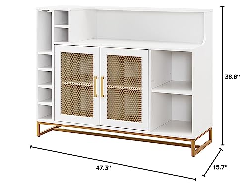 White Wine Bar Cabinet with Wine Rack J201