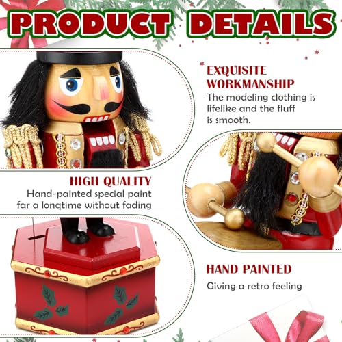 Nutcracker Music Box Wooden Nutcracker Soldier Toy Handmade Nutcracker Figures Christmas Nutcrackers Soldiers Wind up Musical Box Clockwork Christmas Music Box X6870