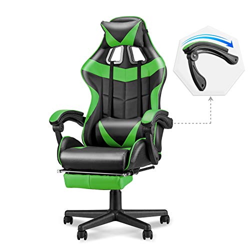 White Gaming Chair with Footrest Z578905