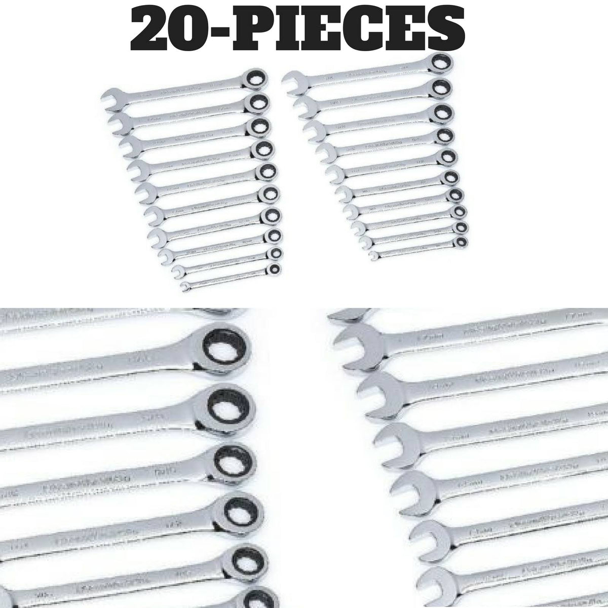 20-Piece Ratcheting Wrench Set SAE and Metric L10059