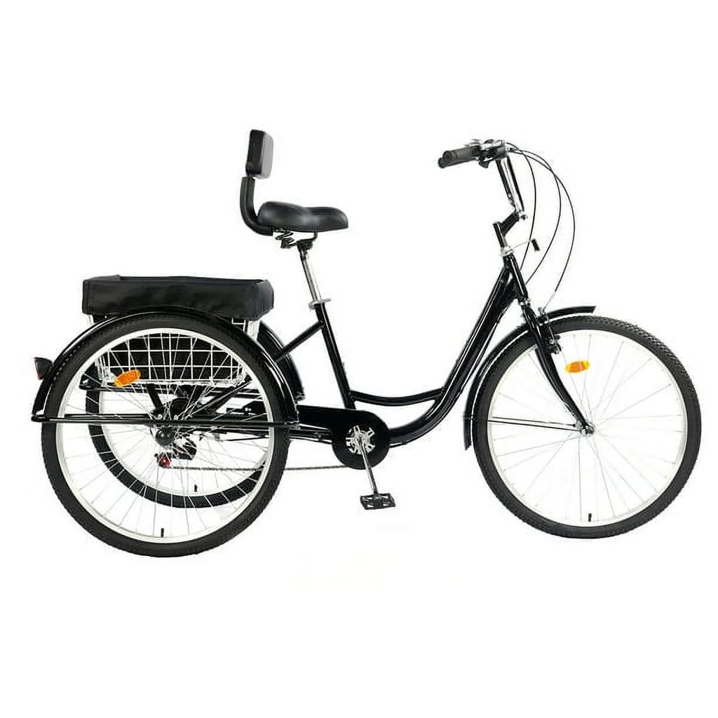 26 Inch 7-Speed 3-Wheel Bike (Black) Q109