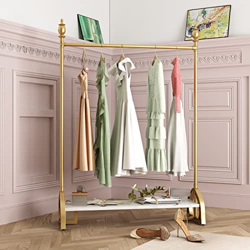 Gold Heavy Duty Garment Rack with Shelf (47.24L) Z920