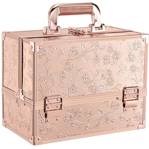 Black 11.8 Inch Makeup Organizer Case with Mirror N239786