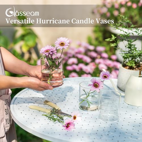 Set of 6 Clear Cylinder Candle Holders W23552