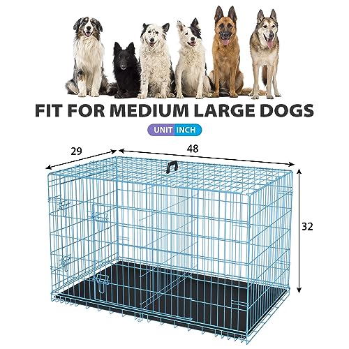 42 Inch Folding Metal Wire Dog Crate with Divider Panel, Removable Tray, Black T2061
