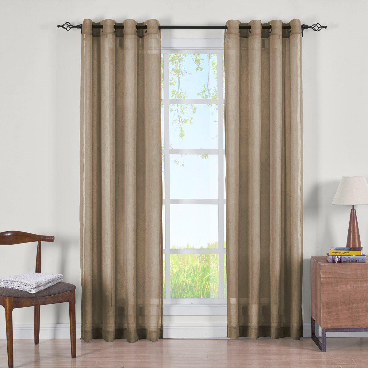 Abri Grommet Crushed Sheer Curtain Panels (Set of 2)