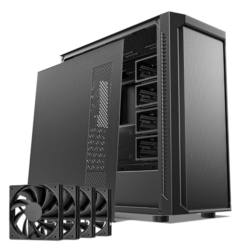 Black Mid Tower Computer Case with 4x120mm Fans T860631