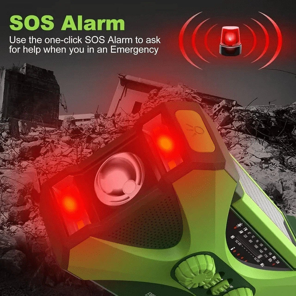 Outdoor Emergency Weather Radio with Hand Crank, AM FM NOAA, 4000mAh Power Bank, Flashlight U432629