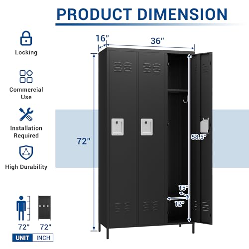 Blue Steel 3 Doors Metal Storage Locker D281024