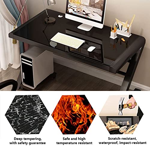 Tempered Glass Computer Desk with Z-Shaped Metal Frame S713889