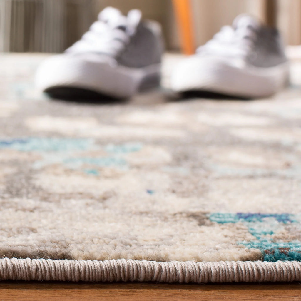 Grey/Blue Abstract Polka Dots Area Rug, 9' x 12' A879847