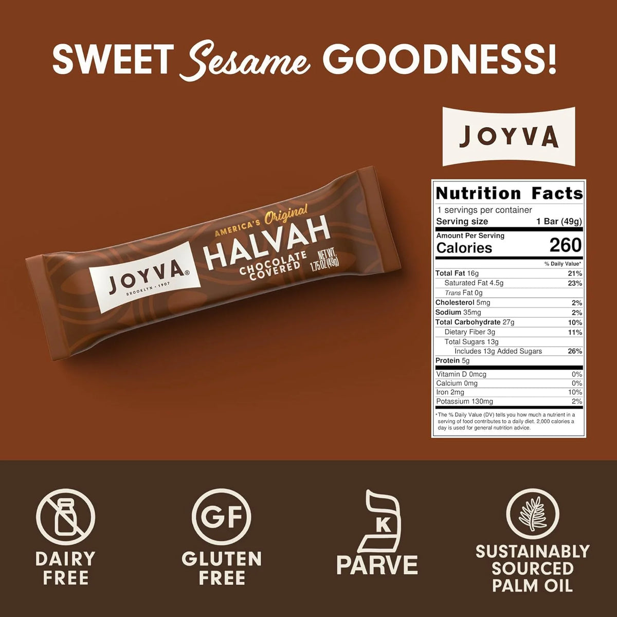 1.75 oz Chocolate Covered Halvah Bars V394