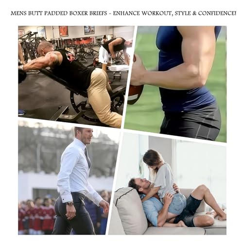 Mens Mesh Shapewear Boxer Briefs with Butt Enhancing Pads O87889