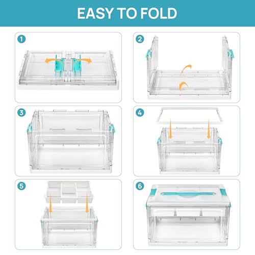 24 QT Clear Plastic Craft Organizers and Storage Box with Removable Trays and Dividers P648463