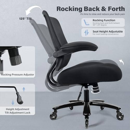 Heavy Duty Mesh Ergonomic Desk Chair with Flip-up Armrests L5757