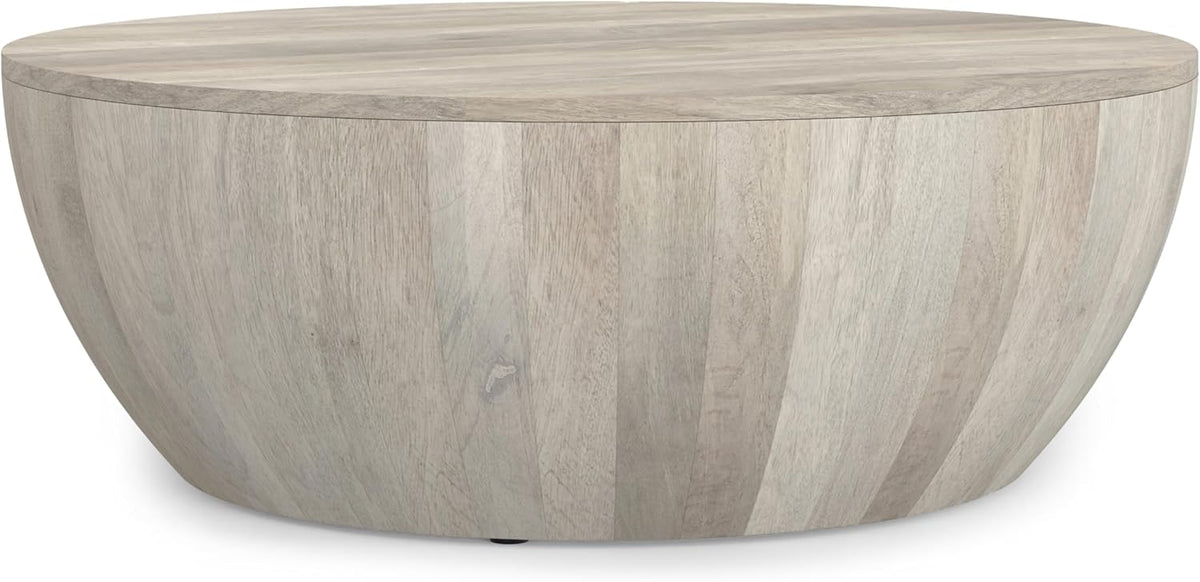White Wash Drum Coffee Table D627