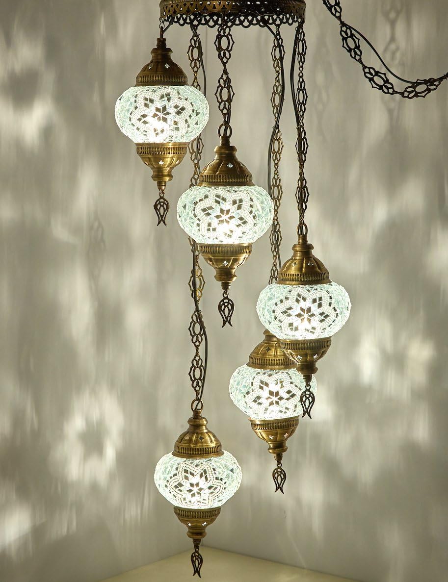 5 Globes Mosaic Ceiling Hanging Pendant Light Fixture X323552