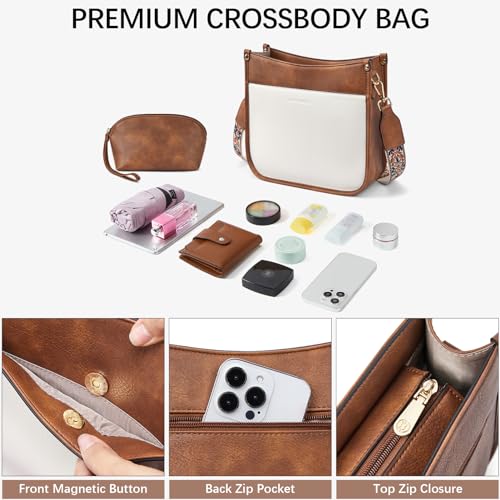 2PCS Vegan Leather Crossbody Shoulder Bag with Wide Guitar Strap R937655