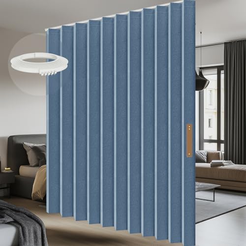 Grey W100 x L84 1 Pack Blackout Accordion Room Divider Curtains with Ceiling Track A666091