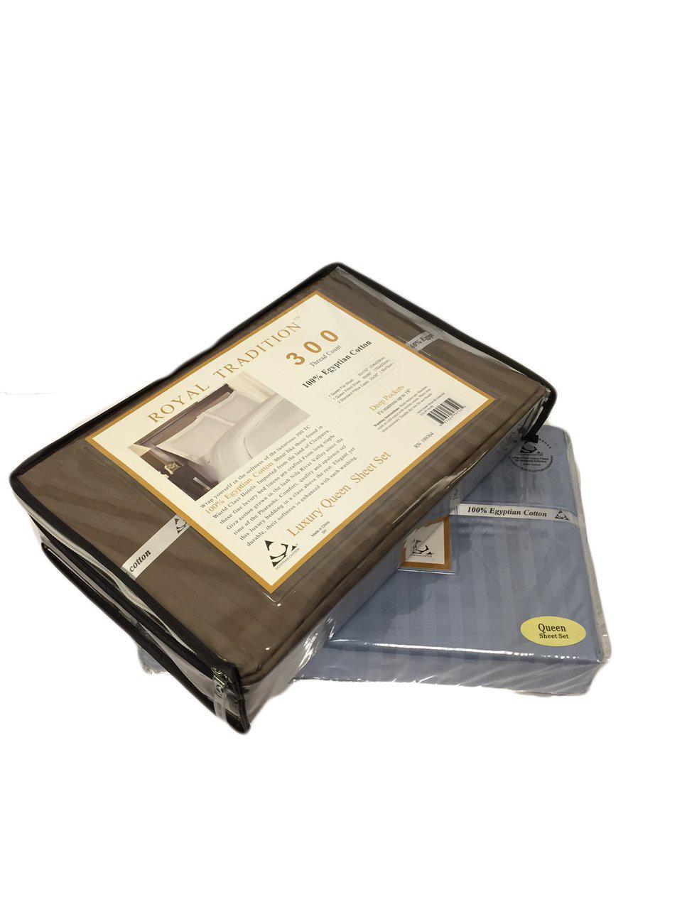 Attached Waterbed Sheet Set Stripe 300 Thread Count