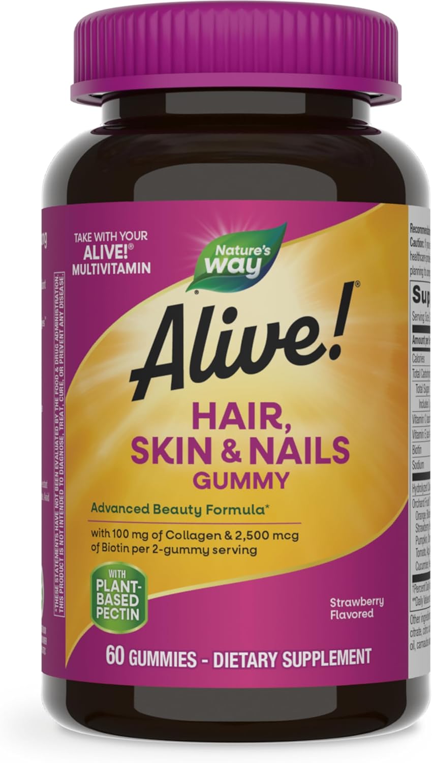 Strawberry Flavored Hair Skin & Nails Gummies, 60 Gummies X761