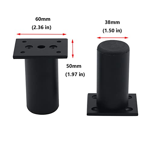 Black Set of 4 Aluminum Alloy Furniture Adjustable Feet B585472