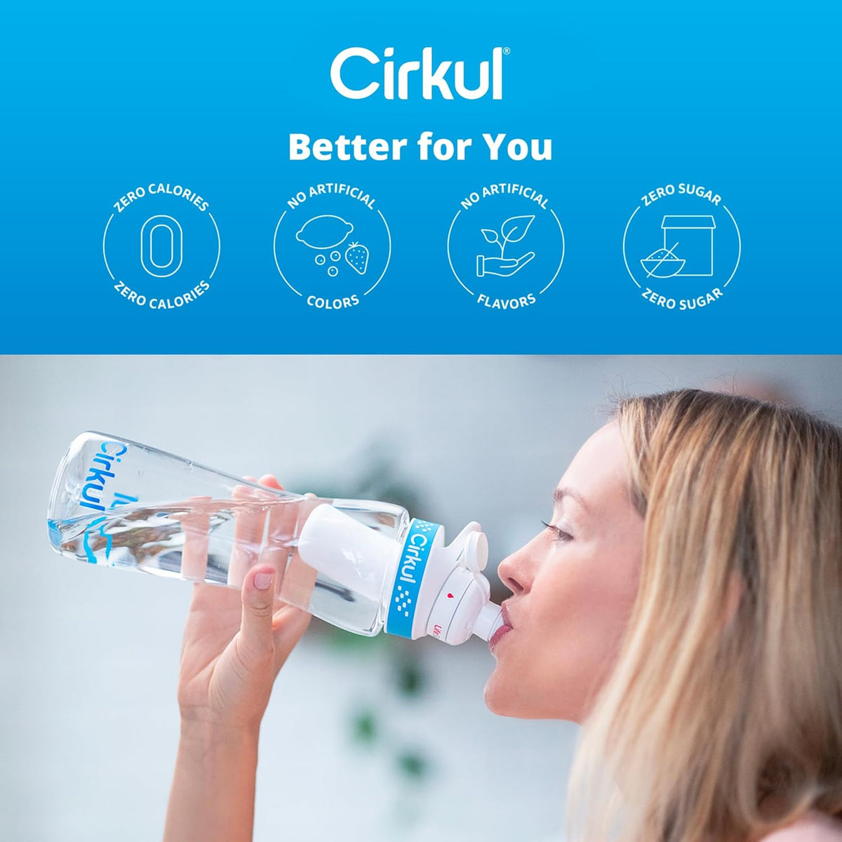 22 oz Plastic Water Bottle Starter Kit with Blue Lid T9021