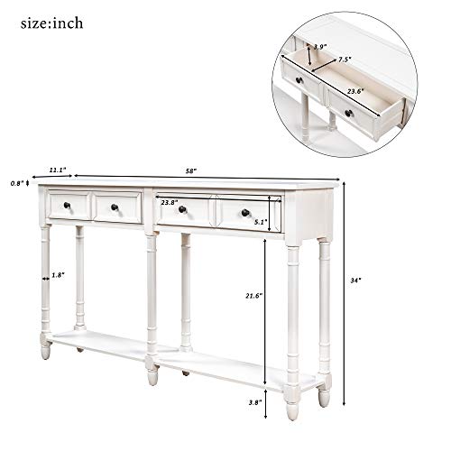 Espresso Wood Narrow Console Table with Drawers and Bottom Shelf Q319
