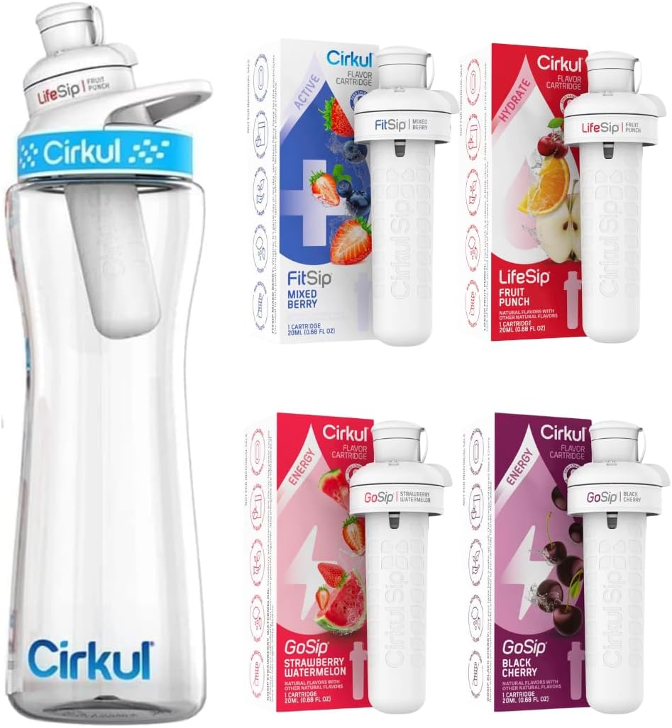 22 oz Plastic Water Bottle Starter Kit with Blue Lid T9021