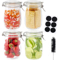 34oz Glass Jars with Airtight Lids, Wide Mouth Mason Jars, 4 Pack D5946