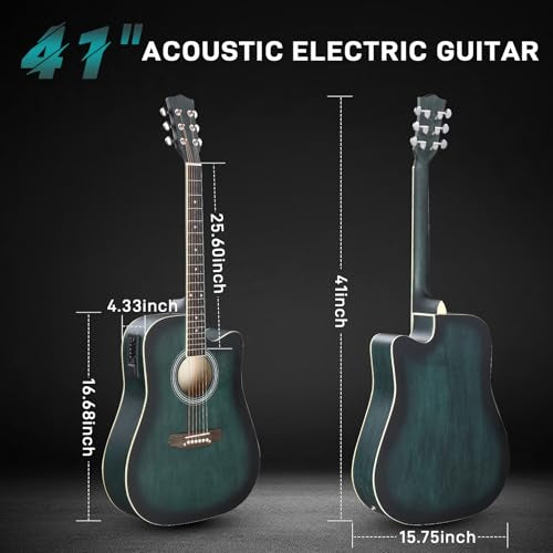 Black Full-Size Acoustic Electric Guitar with Amp P20702