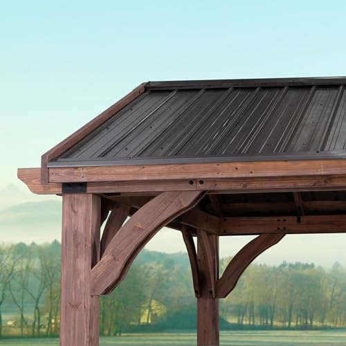 16 ft. x 12 ft. Cedar Wood Gazebo with Thermal Insulated Steel Roof T3930