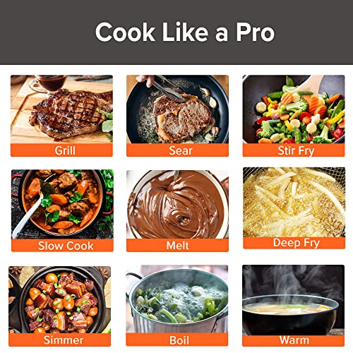 Double Induction Cooktop, 1800W, 2 Large 8” Heating Coils, Independent Controls, 94 Temp Settings, Ceramic Glass Surface Z8770