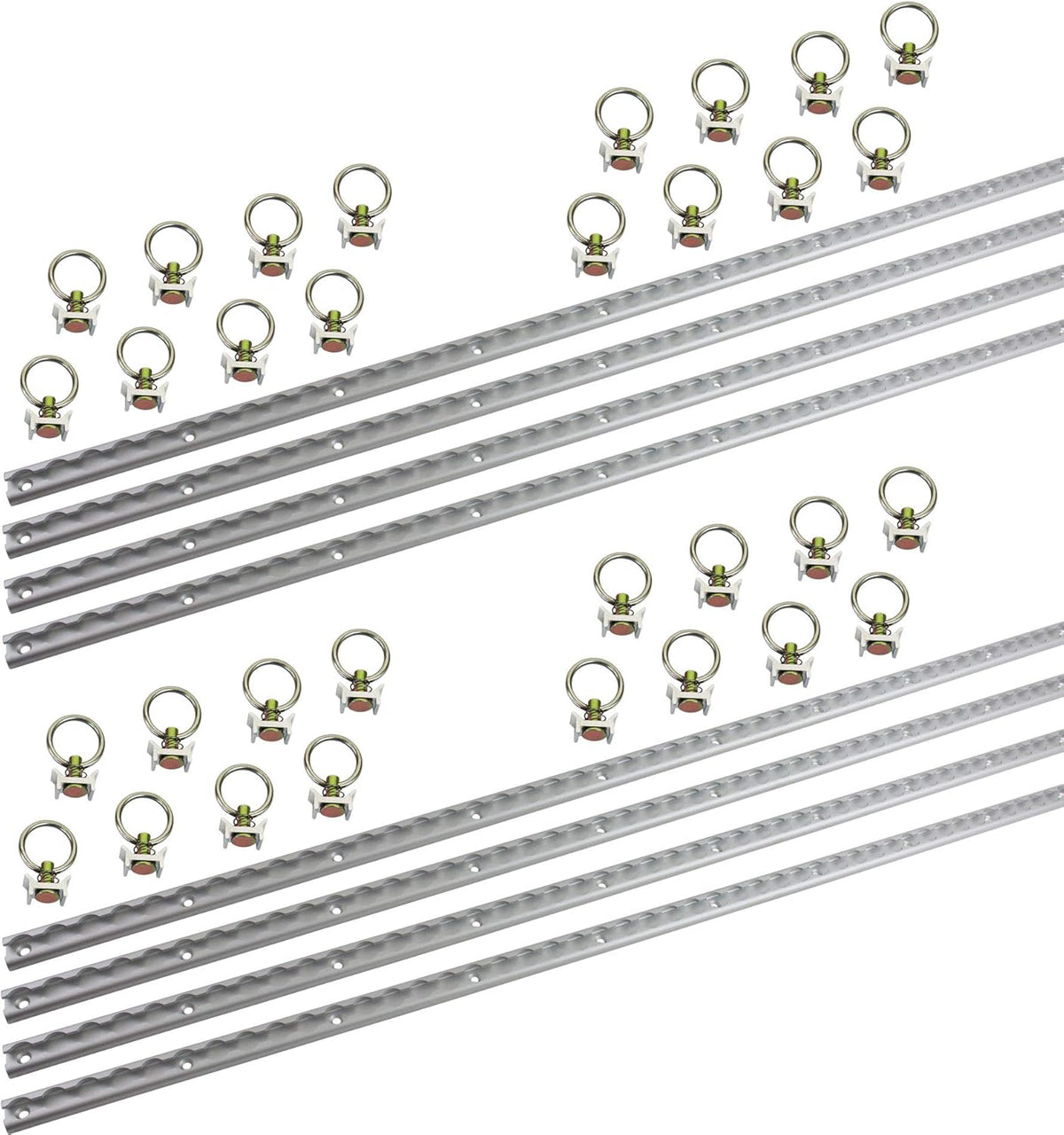 Heavy Duty Aluminum 4ft L-Track (4 Pcs) with Stainless Steel Ring (16 Pcs) Tie Down System M2591